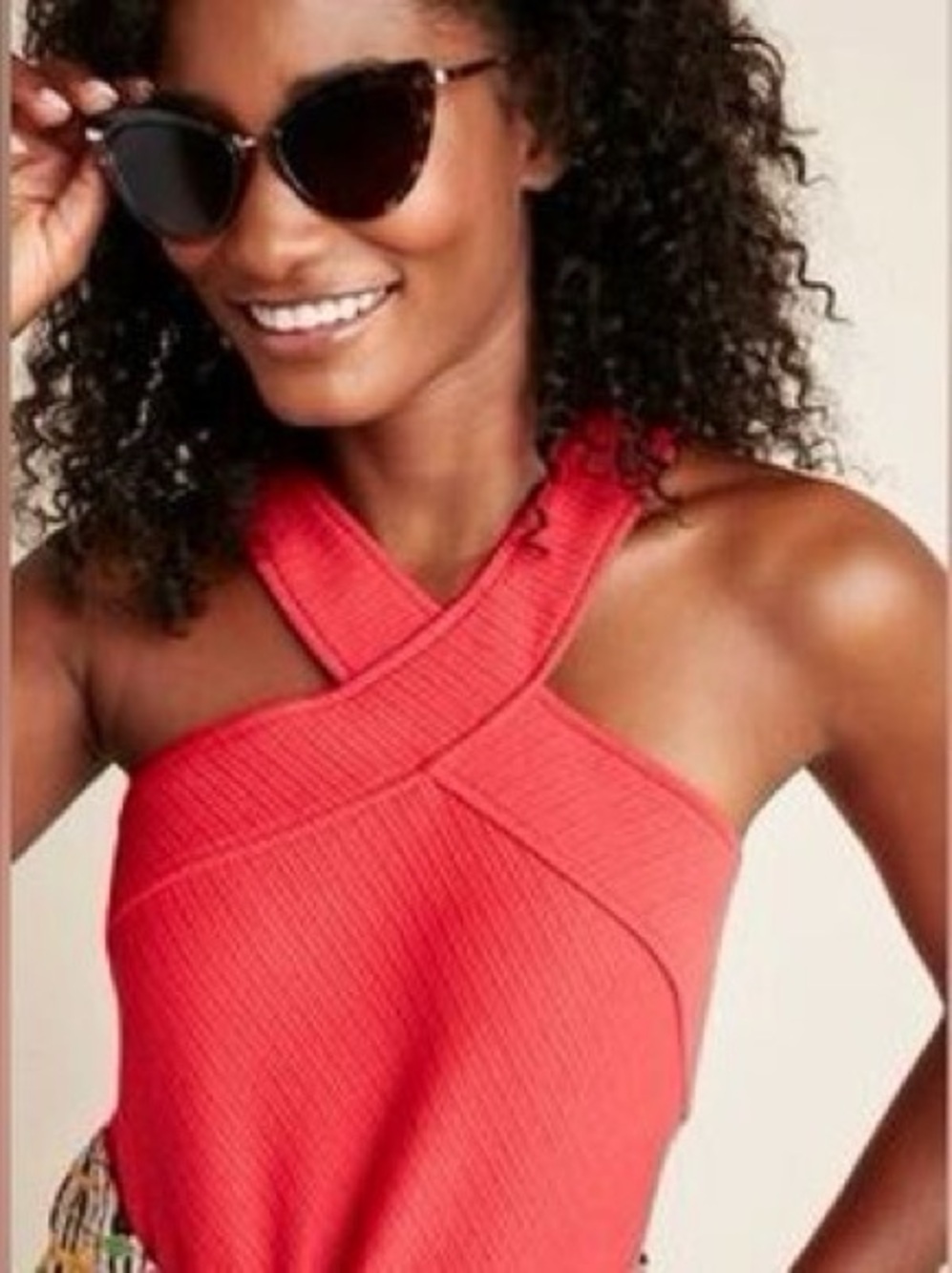 NWT Anthropologie Criss Cross Red Halter Top M